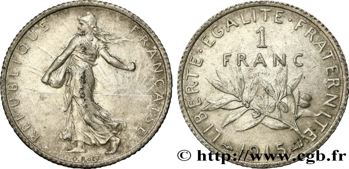 1 franc Semeuse 1915 Paris F.217/21 EBC60 
