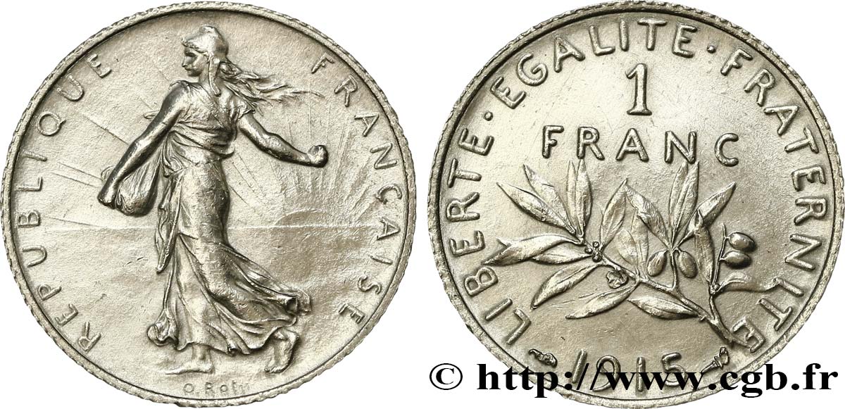 1 franc Semeuse 1915 Paris F.217/21 AU58 
