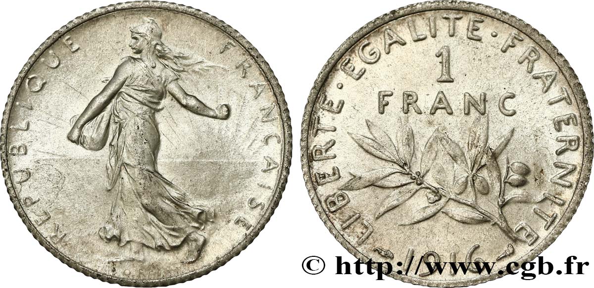 1 franc Semeuse 1916 Paris F.217/22 MS62 
