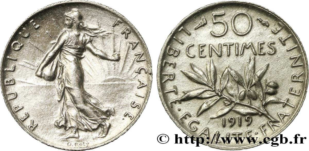 50 centimes Semeuse 1919  F.190/26 MBC 