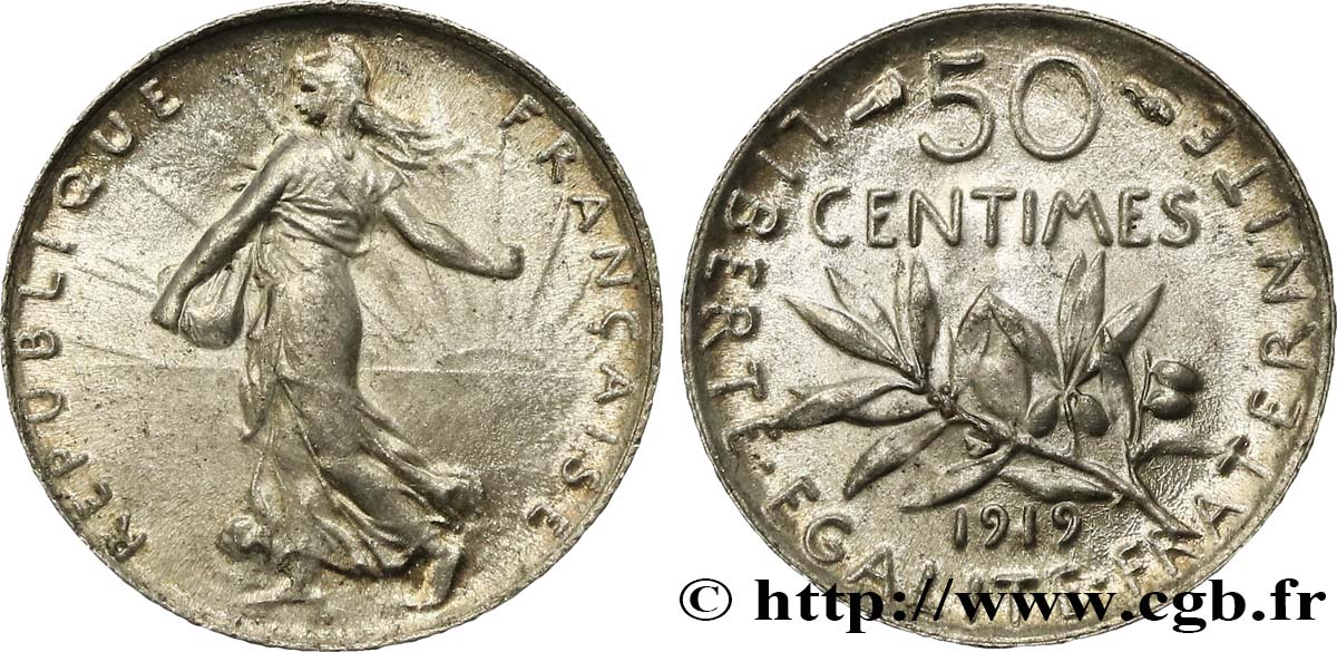 50 centimes Semeuse 1919  F.190/26 AU 
