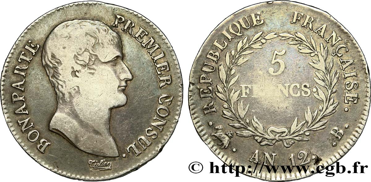 5 francs Bonaparte Premier Consul 1804 Rouen F.301/11 MB20 
