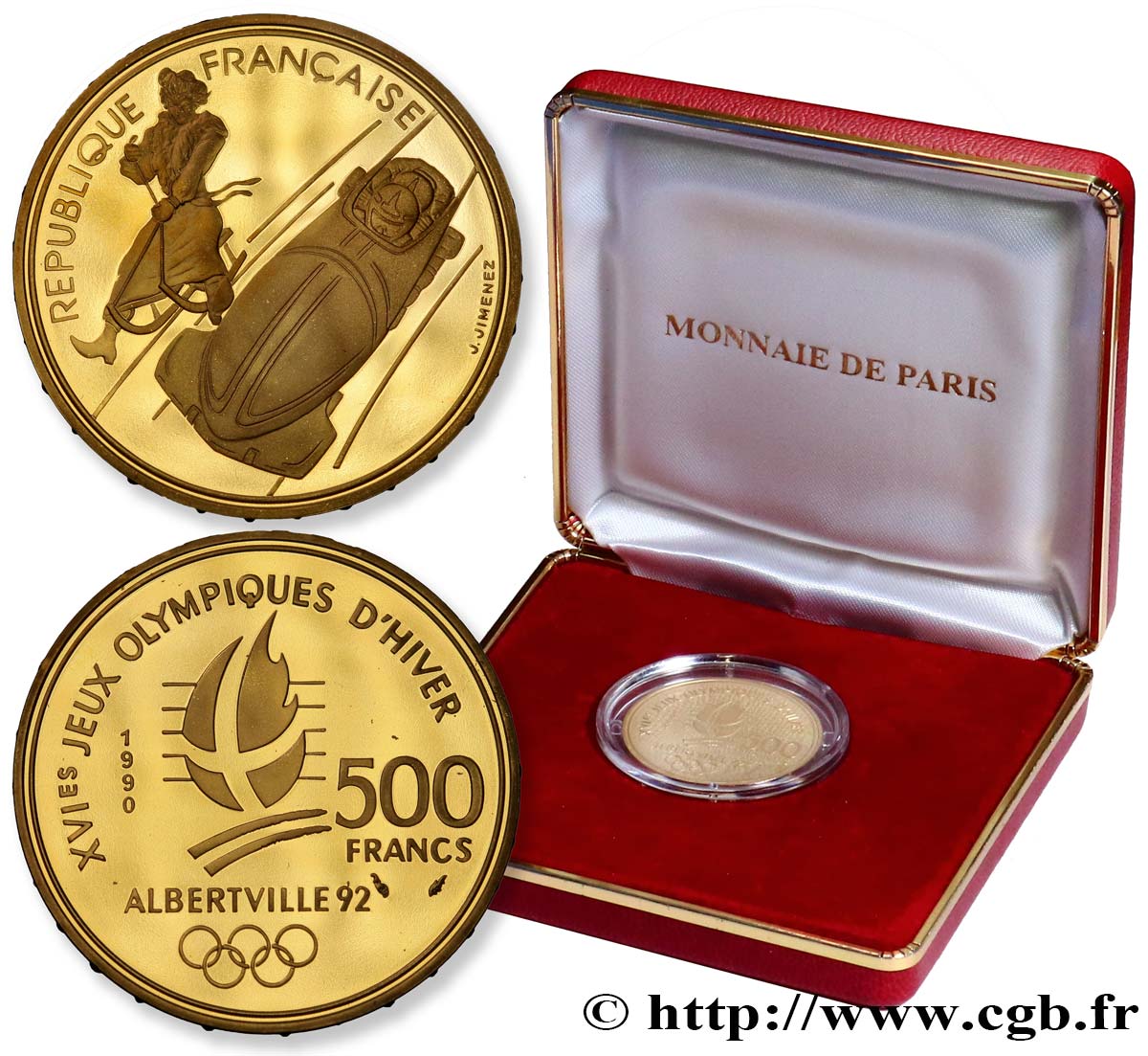Belle Épreuve Or 500 francs - Bobsleigh / Luge Belle Époque 1990 Paris F5.1803 1 MS 