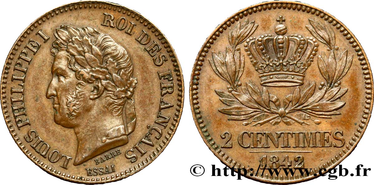 Essai de 2 centimes 1842 Paris VG.2935  MS60 
