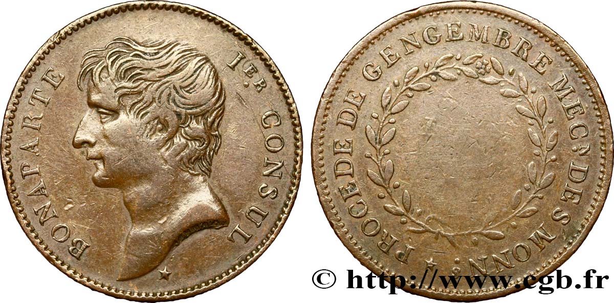 Essai au module de 2 francs Bonaparte par Jaley d après le procédé de Gengembre 1802 Paris VG.977  TTB40 