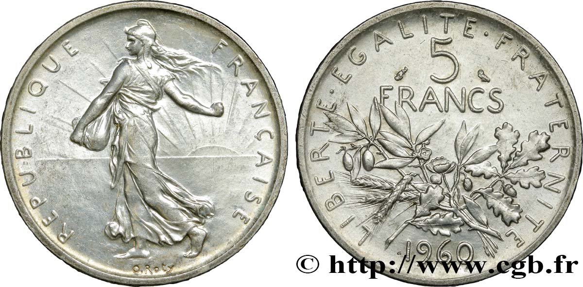 5 francs Semeuse, argent 1960 Paris F.340/4 AU 