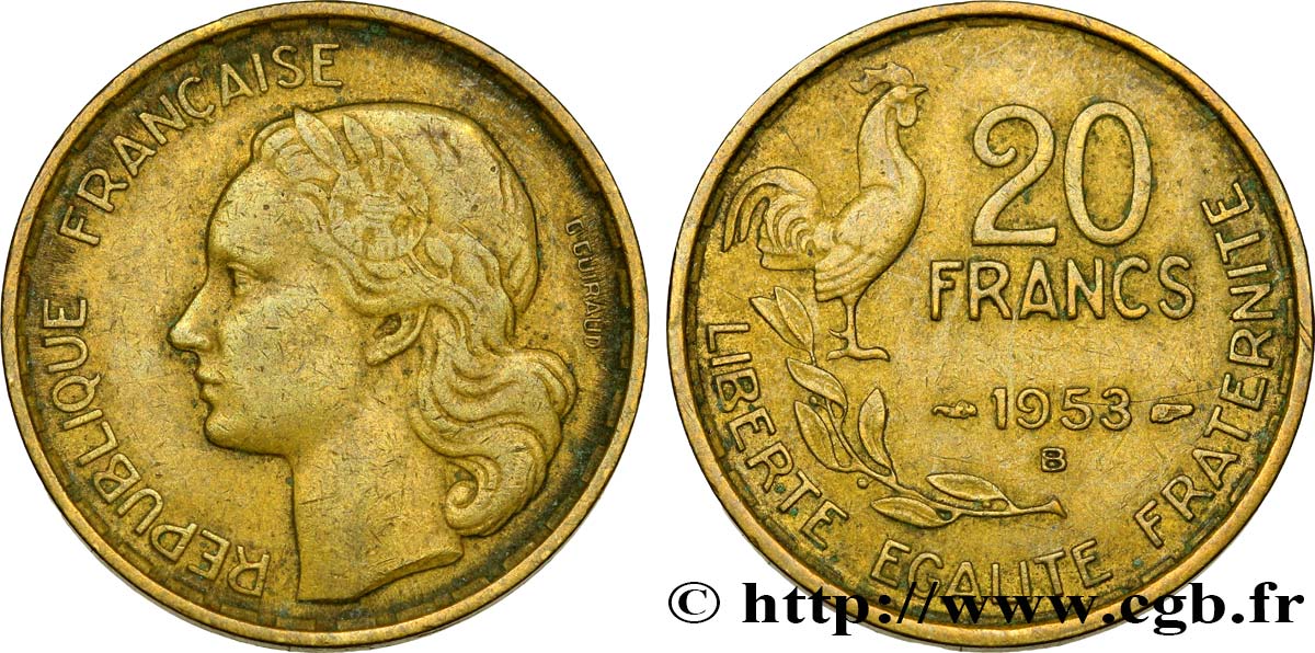 20 francs G. Guiraud 1953 Beaumont-Le-Roger F.402/12 BB40 