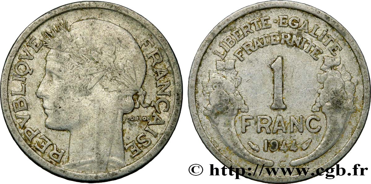 1 franc Morlon, légère 1944 Castelsarrasin F.221/4 SS40 