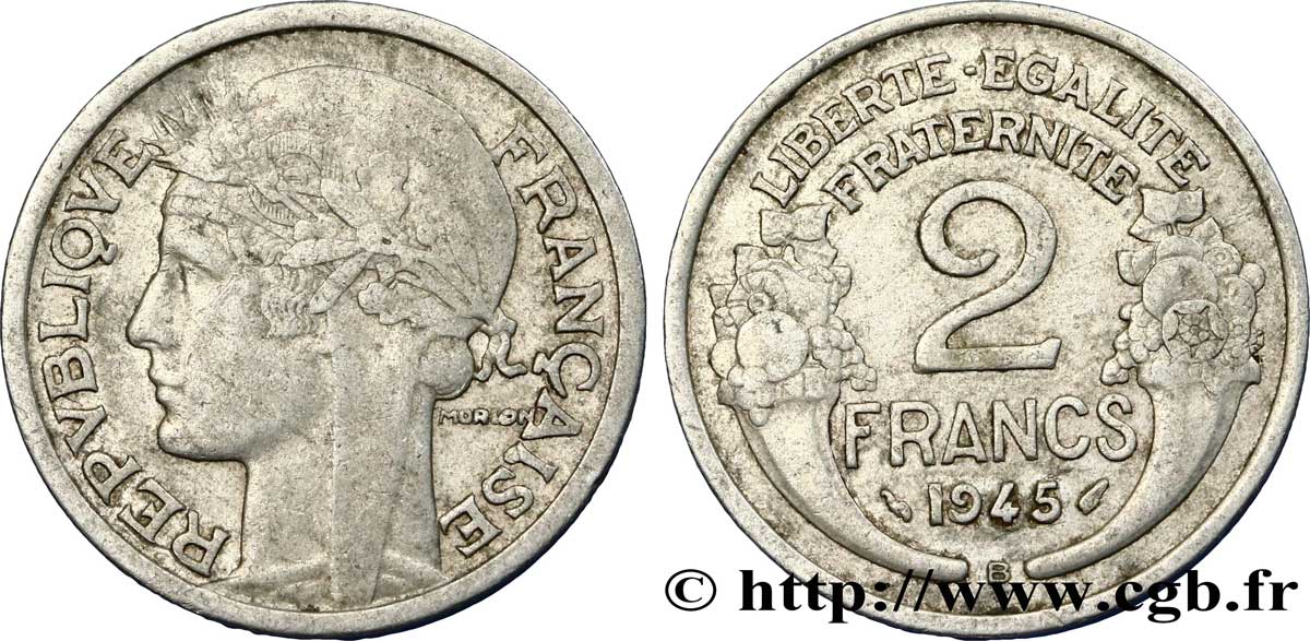 2 francs Morlon, aluminium 1945 Beaumont-Le-Roger F.269/6 SS50 