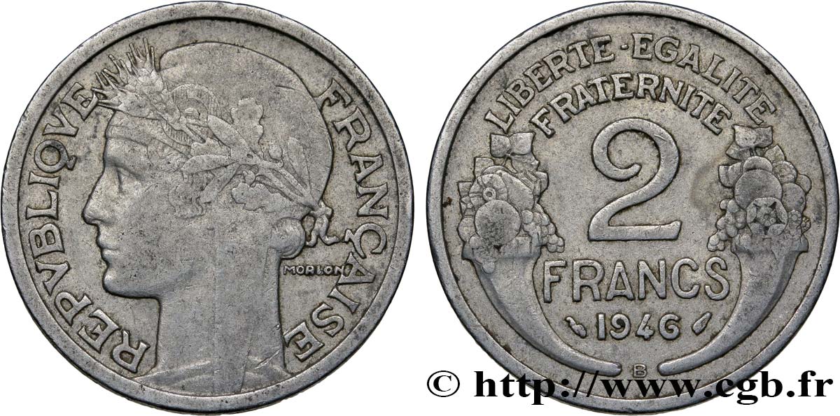 2 francs Morlon, aluminium 1946 Beaumont-Le-Roger F.269/9 MB30 