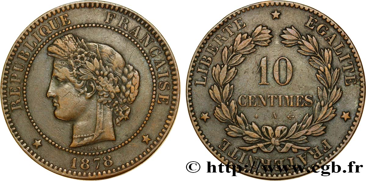 10 centimes Cérès 1878 Paris F.135/20 SS42 