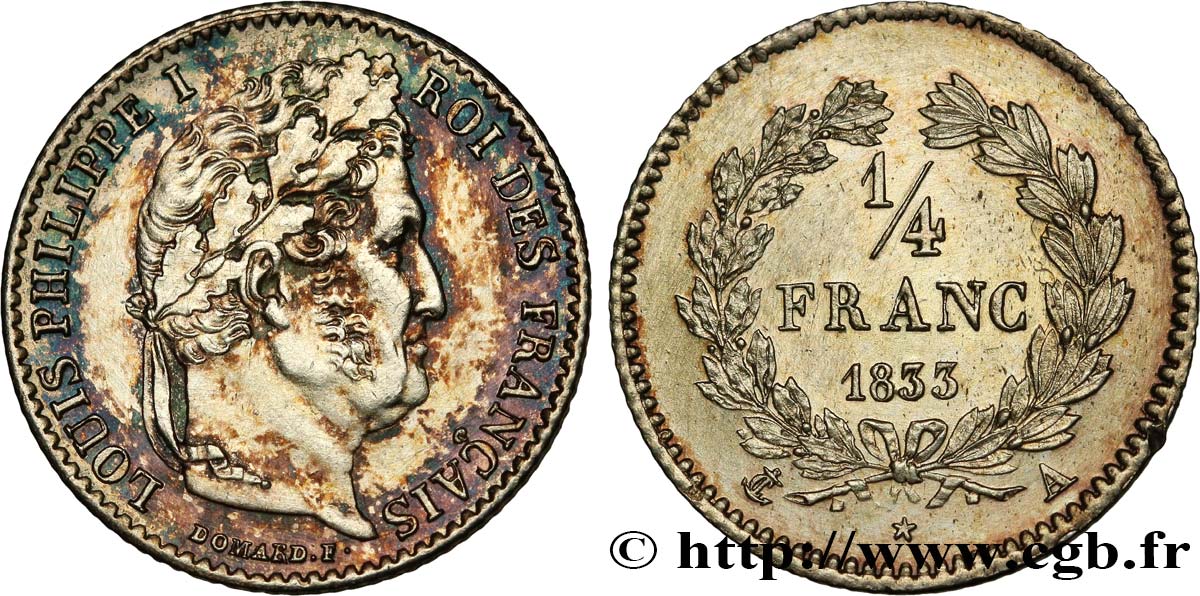 1/4 franc Louis-Philippe 1833 Paris F.166/30 SPL 
