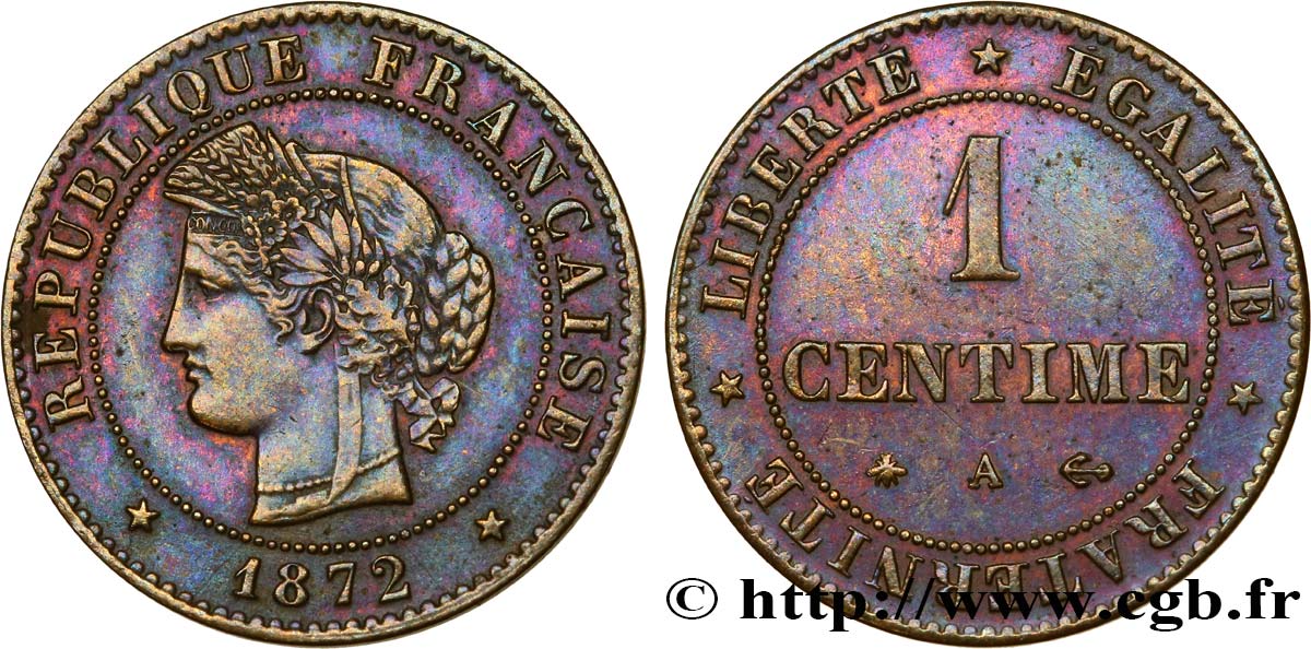 1 centime Cérès 1872 Paris F.104/1 TTB48 