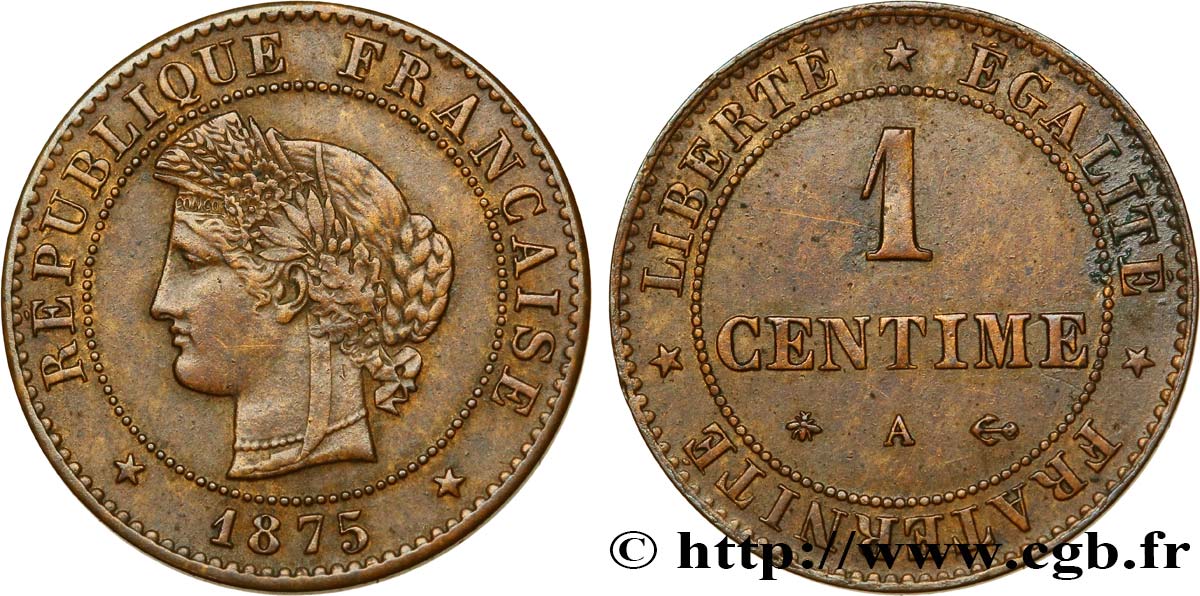 1 centime Cérès 1875 Paris F.104/4 TTB48 