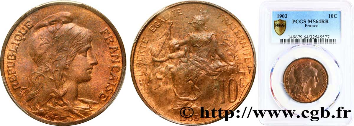 10 centimes Daniel-Dupuis 1903  F.136/12 SPL64 PCGS