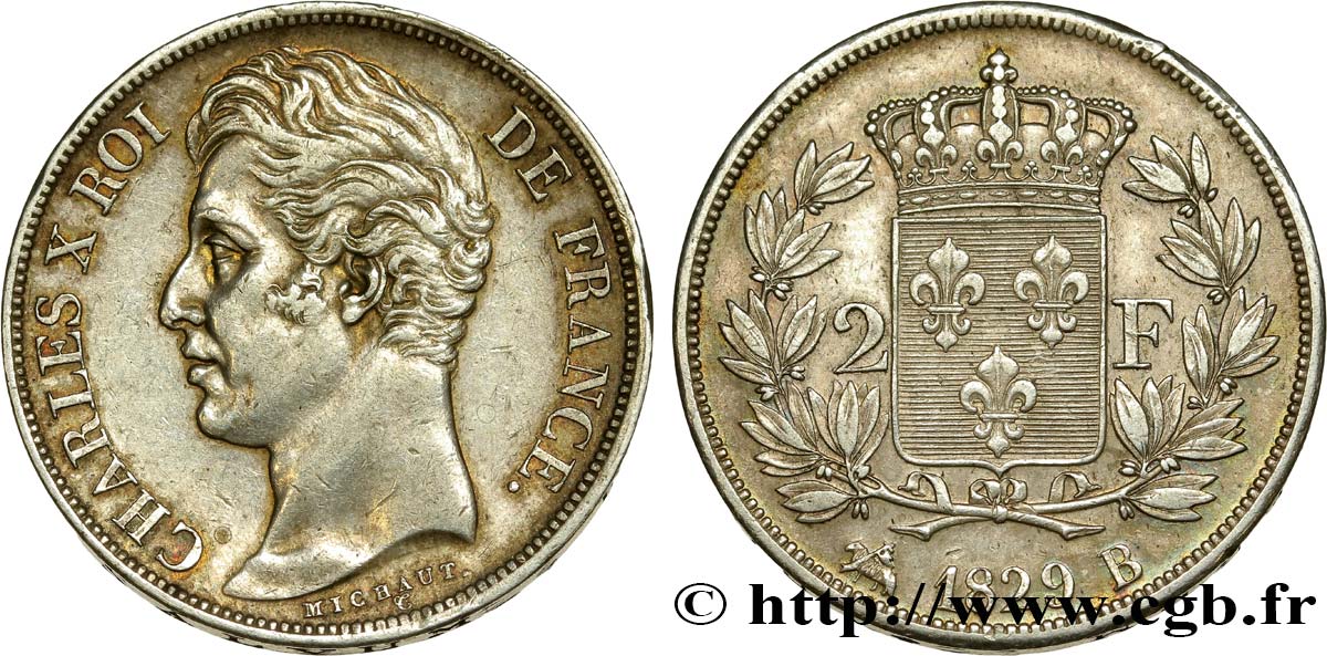 2 francs Charles X 1829 Rouen F.258/50 MBC48 