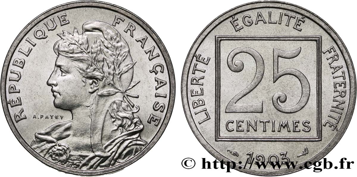 25 centimes Patey, 1er type 1903  F.168/3 EBC58 