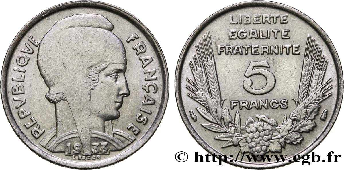 5 francs Bazor 1933  F.335/3 MBC50 