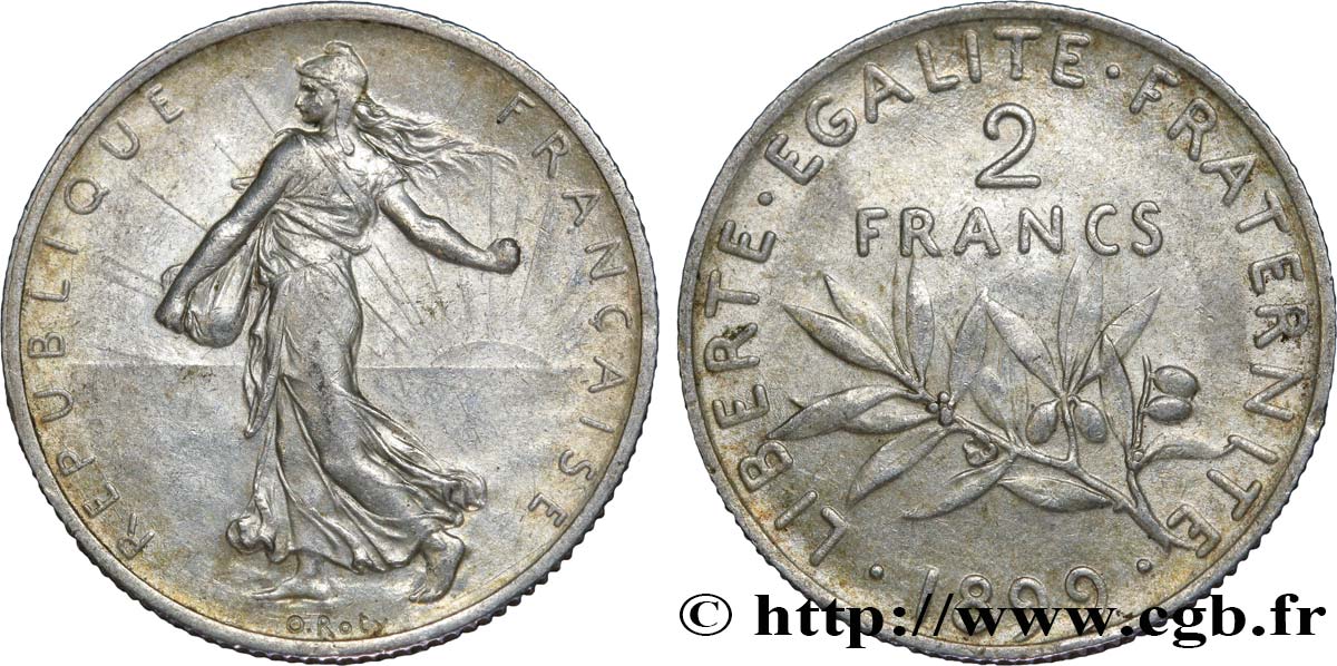 2 francs Semeuse 1899  F.266/3 AU55 
