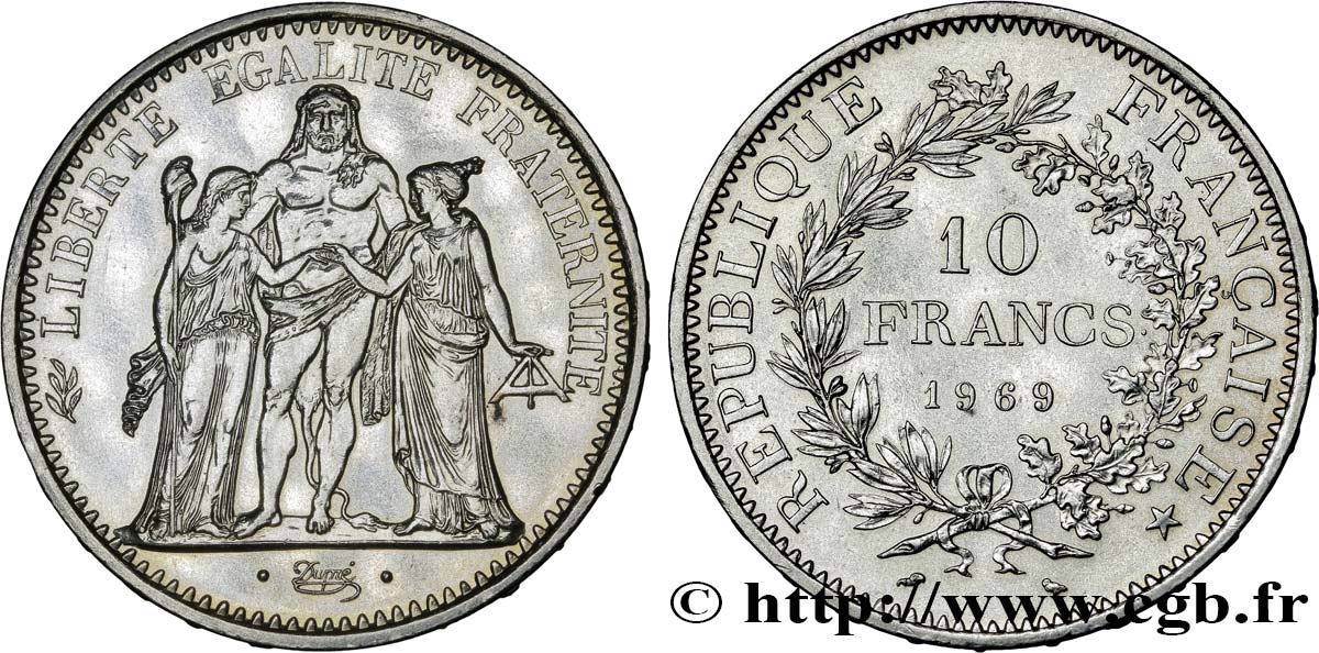 10 francs Hercule 1969  F.364/8 AU50 