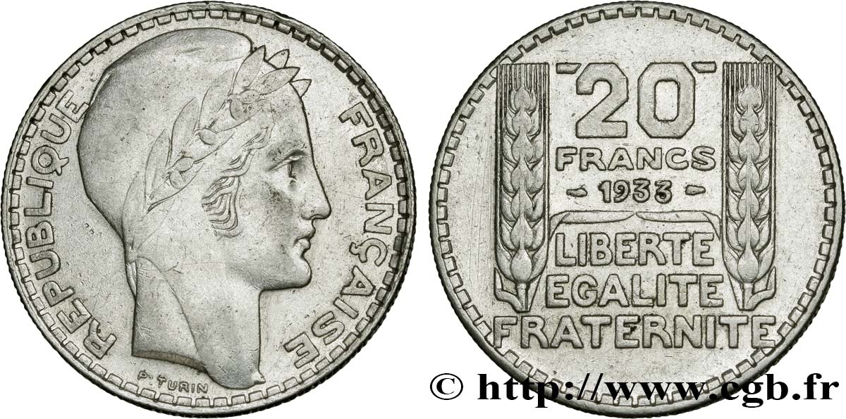 20 francs Turin 1933  F.400/5 TTB45 