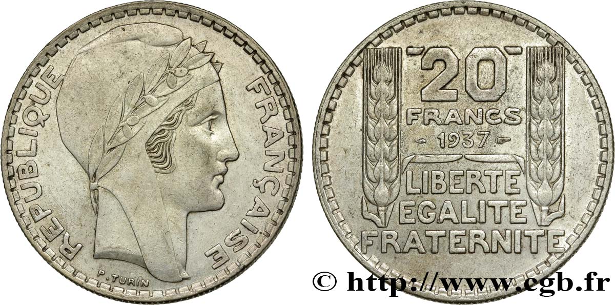 20 francs Turin 1937  F.400/8 AU58 