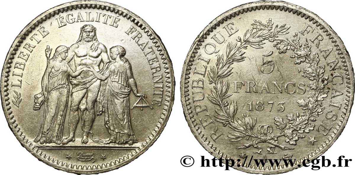 5 francs Hercule 1873 Paris F.334/9 BB50 
