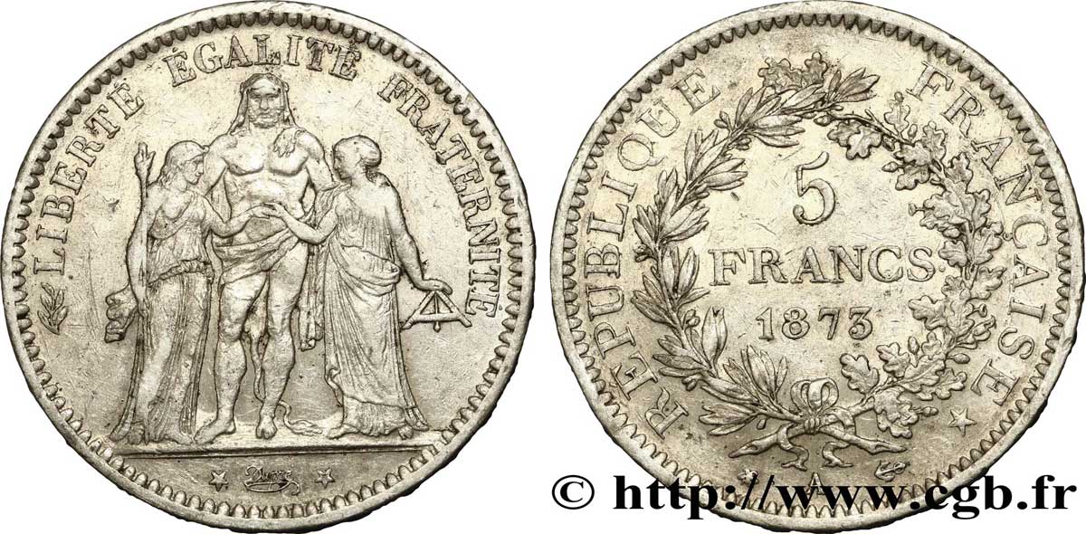 5 francs Hercule 1873 Paris F.334/9 XF 