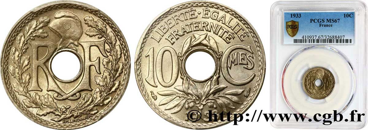 10 centimes Lindauer 1933  F.138/20 FDC67 PCGS