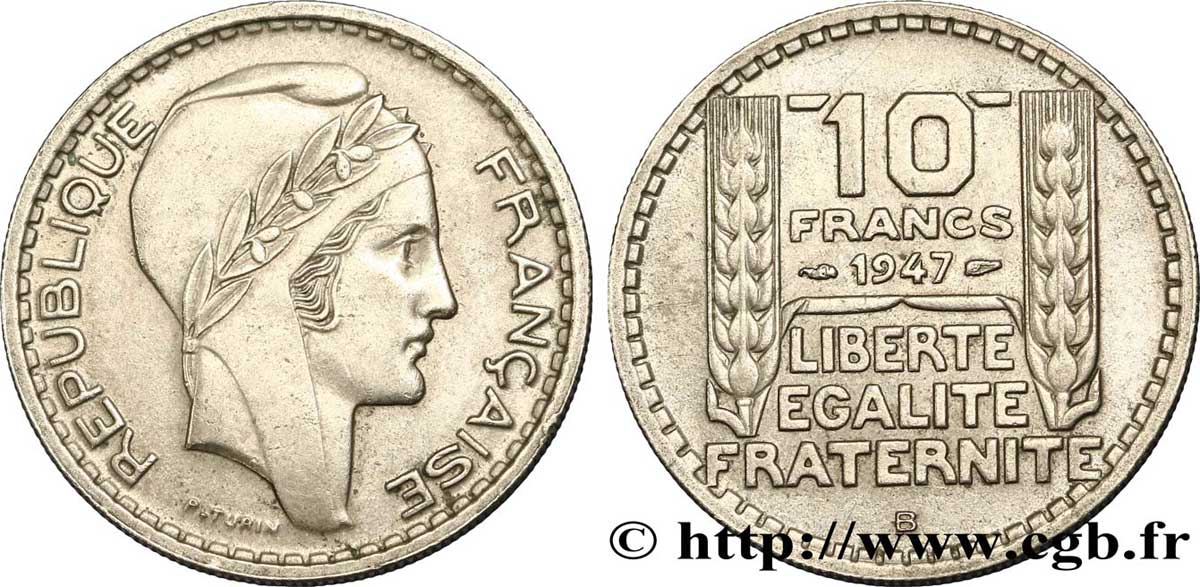 10 francs Turin, petite tête 1947 Beaumont-Le-Roger F.362/2 AU58 
