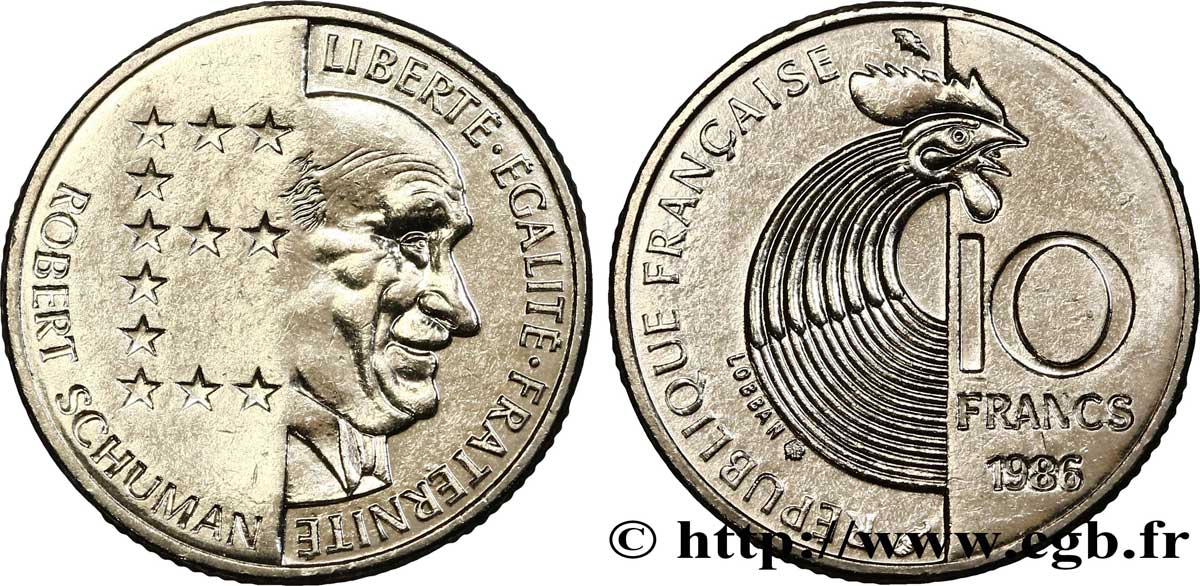 10 francs Robert Schuman 1986 Pessac F.374/2 MS63 