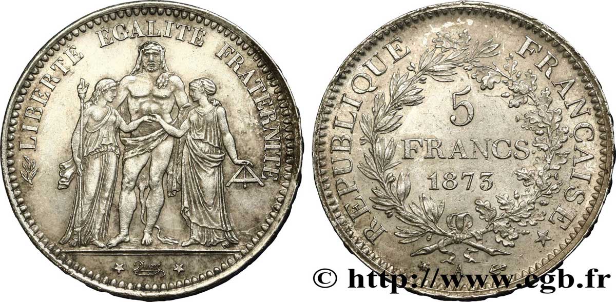 5 francs Hercule 1873 Paris F.334/9 XF 