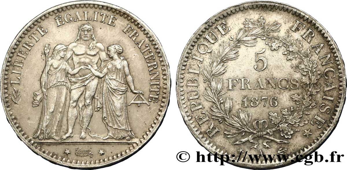 5 francs Hercule 1876 Paris F.334/17 XF 