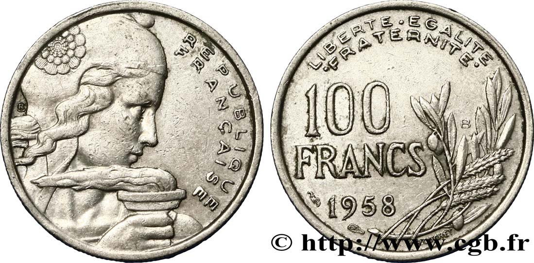 100 francs Cochet 1958 Beaumont-le-Roger F.450/14 XF40 