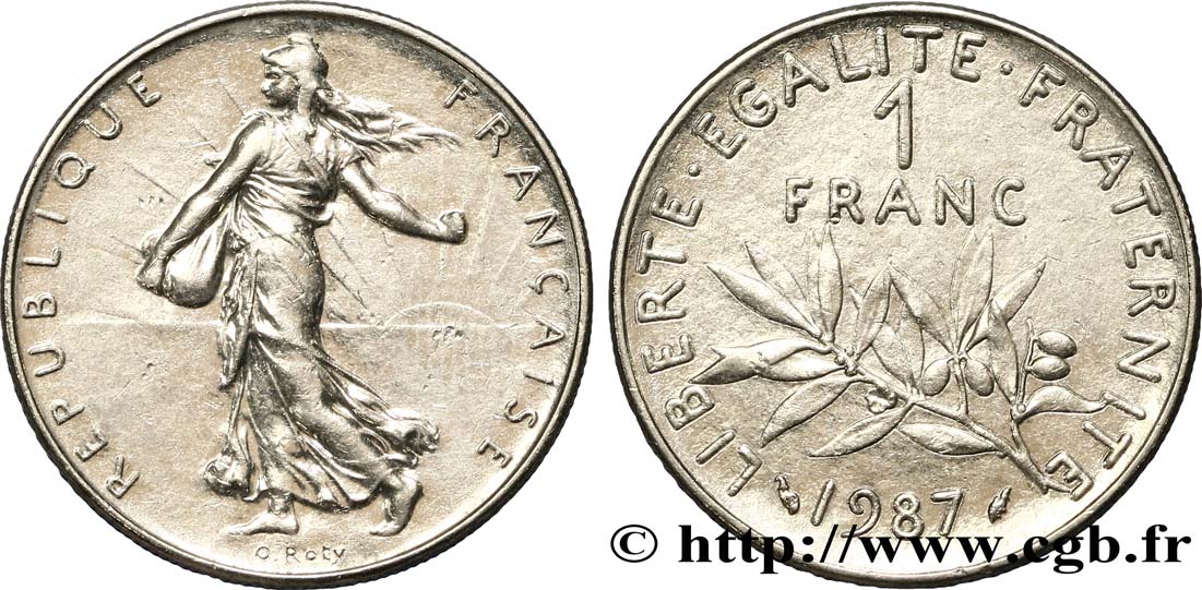 1 franc Semeuse, nickel 1987 Pessac F.226/32 MS60 