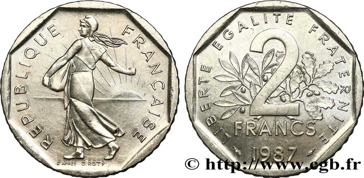 2 francs Semeuse, nickel 1987 Pessac F.272/11 SUP60 