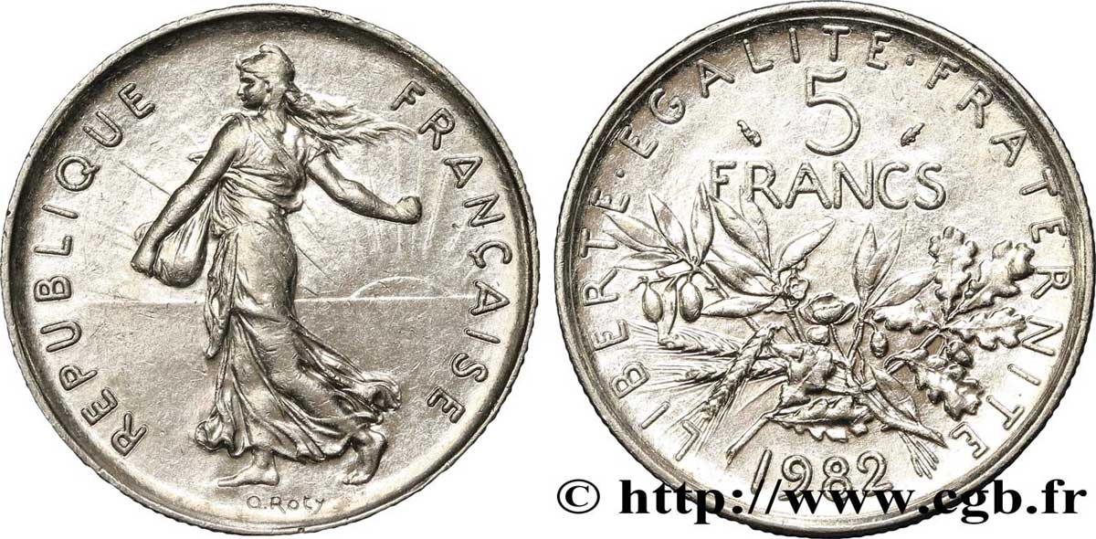 5 francs Semeuse, nickel 1982 Pessac F.341/14 SPL55 