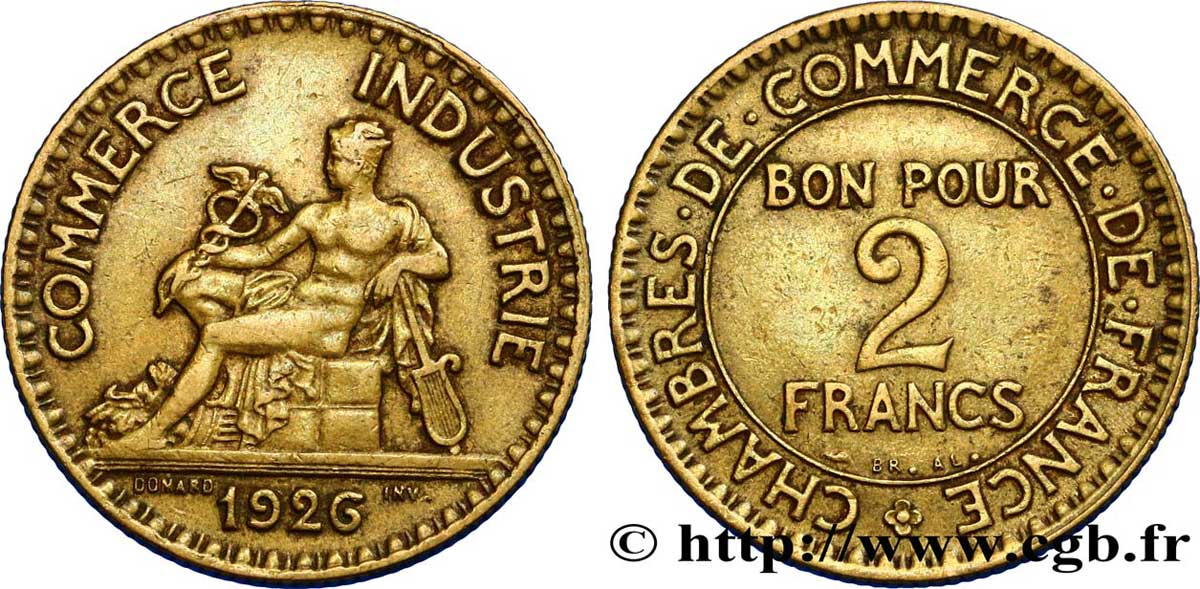 2 francs Chambres de Commerce 1926  F.267/8 VF35 