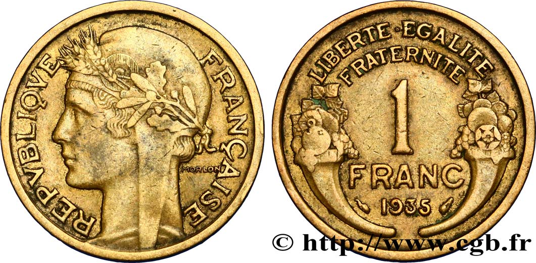 1 franc Morlon 1935 Paris F.219/6 XF40 