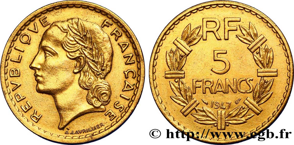 5 francs Lavrillier, bronze-aluminium 1947  F.337/9 q.SPL 