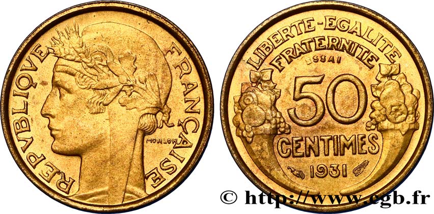 Essai de 50 centimes Morlon 1931  F.192/1 SUP60 