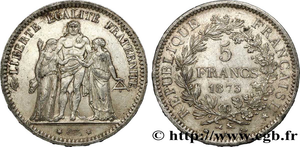 5 francs Hercule 1873 Paris F.334/9 XF 