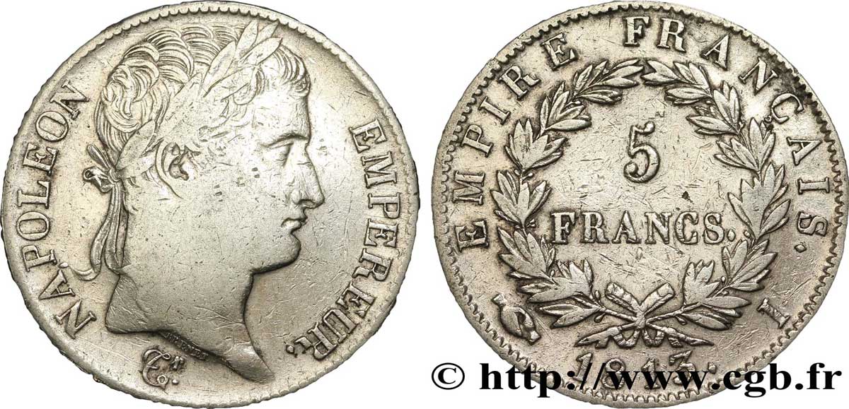5 francs Napoléon Empereur, Empire français 1813 Limoges F.307/64 MBC42 