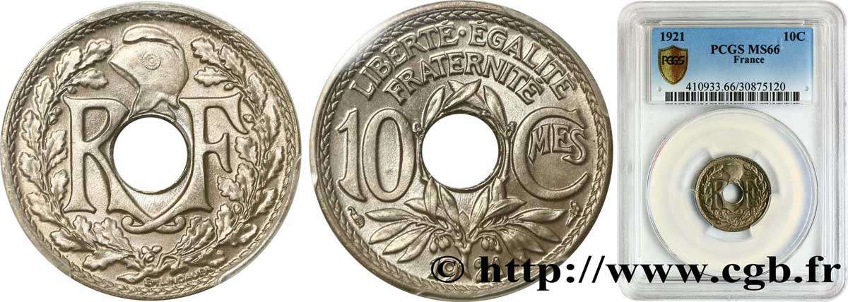 10 centimes Lindauer 1921  F.138/5 ST66 PCGS