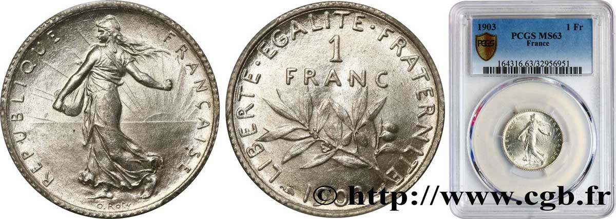 1 franc Semeuse 1903 Paris F.217/8 SC63 PCGS