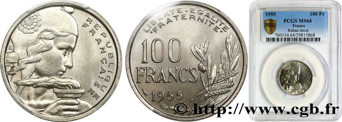 100 francs Cochet 1955  F.450/4 SPL64 PCGS