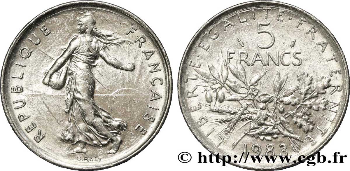 5 francs Semeuse, nickel 1983 Pessac F.341/15 VZ58 