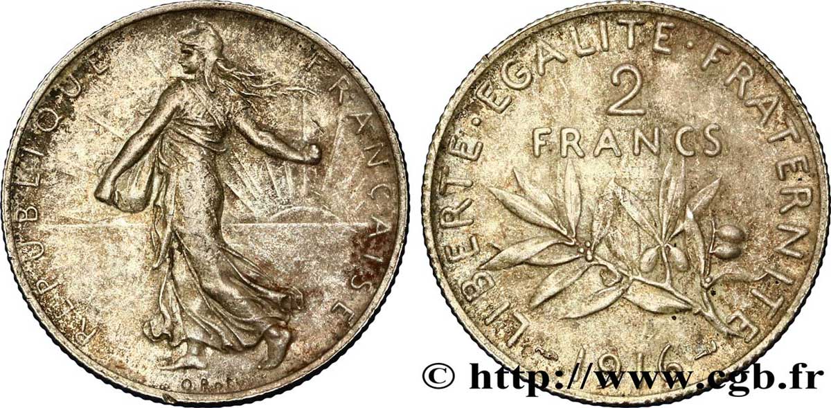 2 francs Semeuse 1916  F.266/18 MBC45 