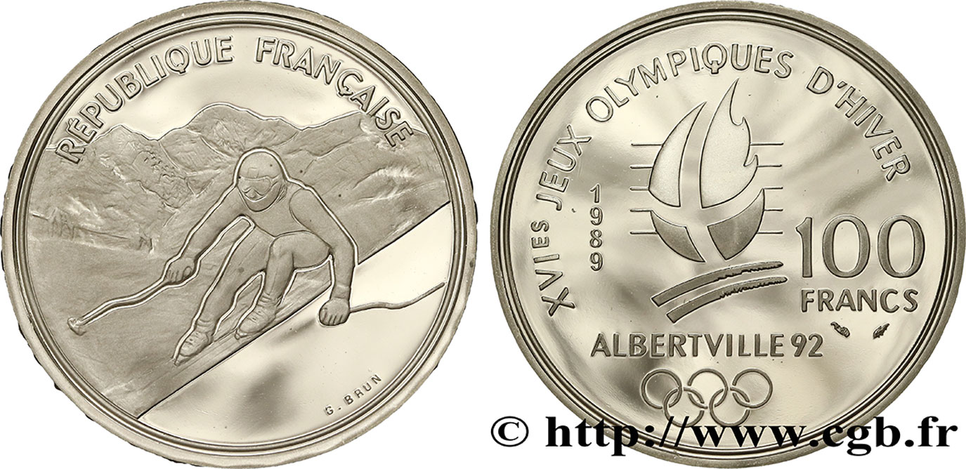 Belle Épreuve 100 francs - Ski Alpin / Descente du Mont-Blanc 1989 Paris F5.1606 1 FDC65 