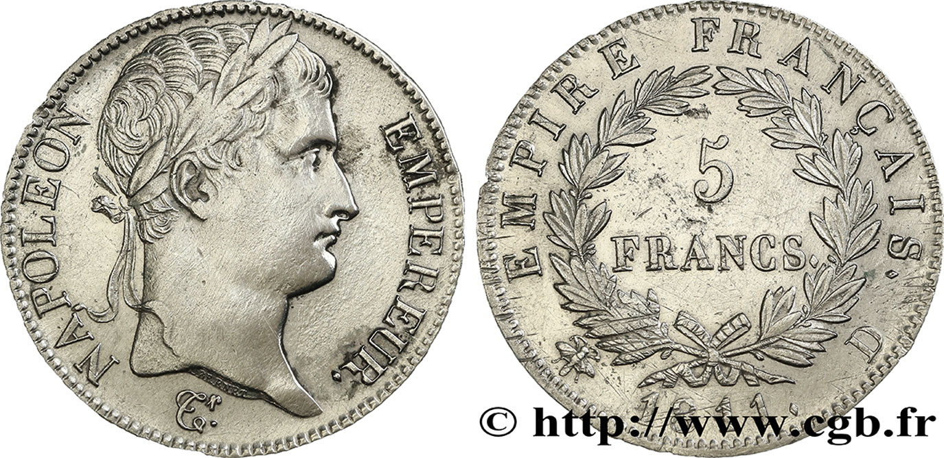 5 francs Napoléon Empereur, Empire français 1811 Lyon F.307/30 TTB48 